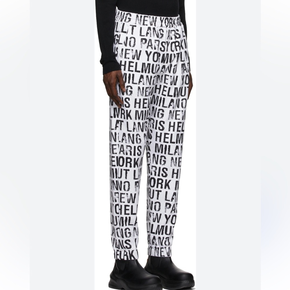 Helmut Lang White All-Over Jogger Lounge Pants